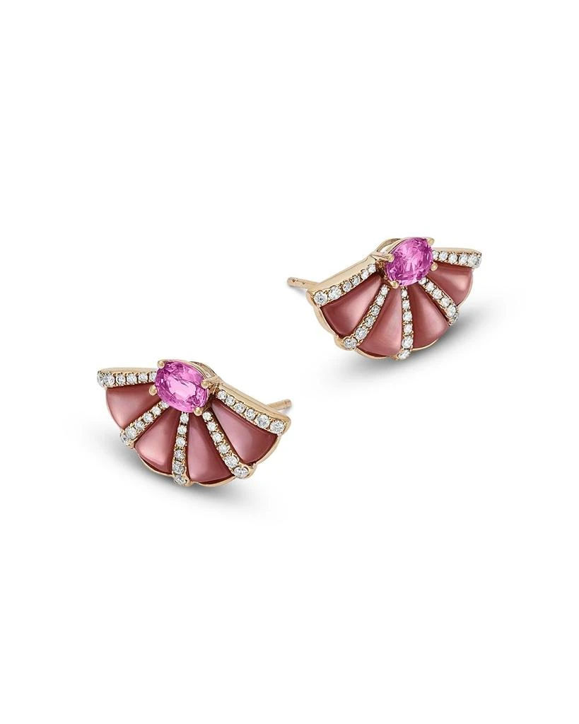 Bloomingdale
s Fine Collection Multi Sapphire 
Diamond Stud Earrings in 14K Yellow Gold 3