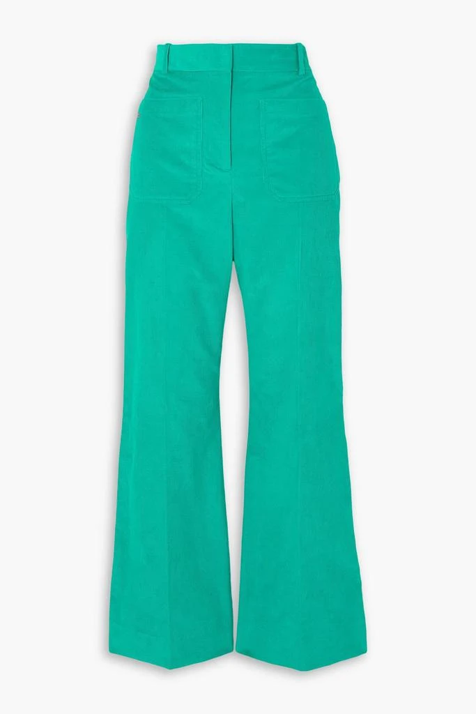 Victoria Beckham Alina embroidered cotton-corduroy straight-leg pants 1