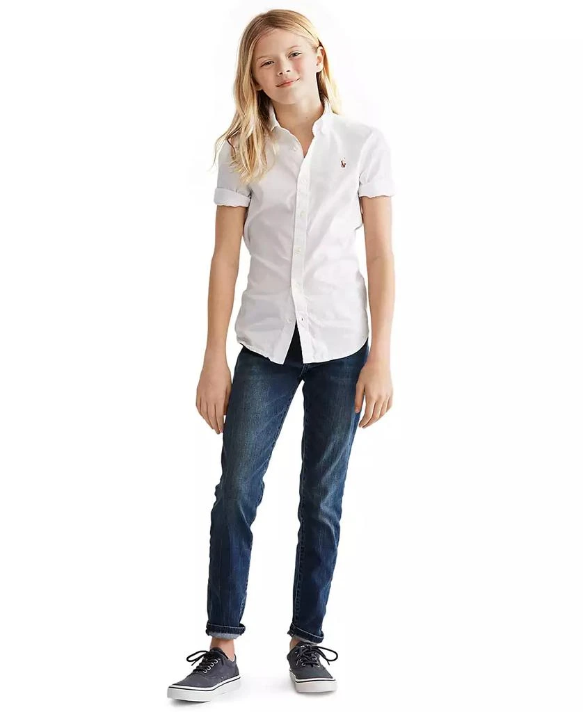 Ralph Lauren Big Girls Short Sleeve Solid Oxford Top 1