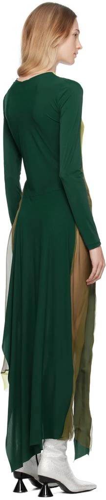 PAULA CANOVAS DEL VAS Yellow & Green Paneled Midi Dress 3