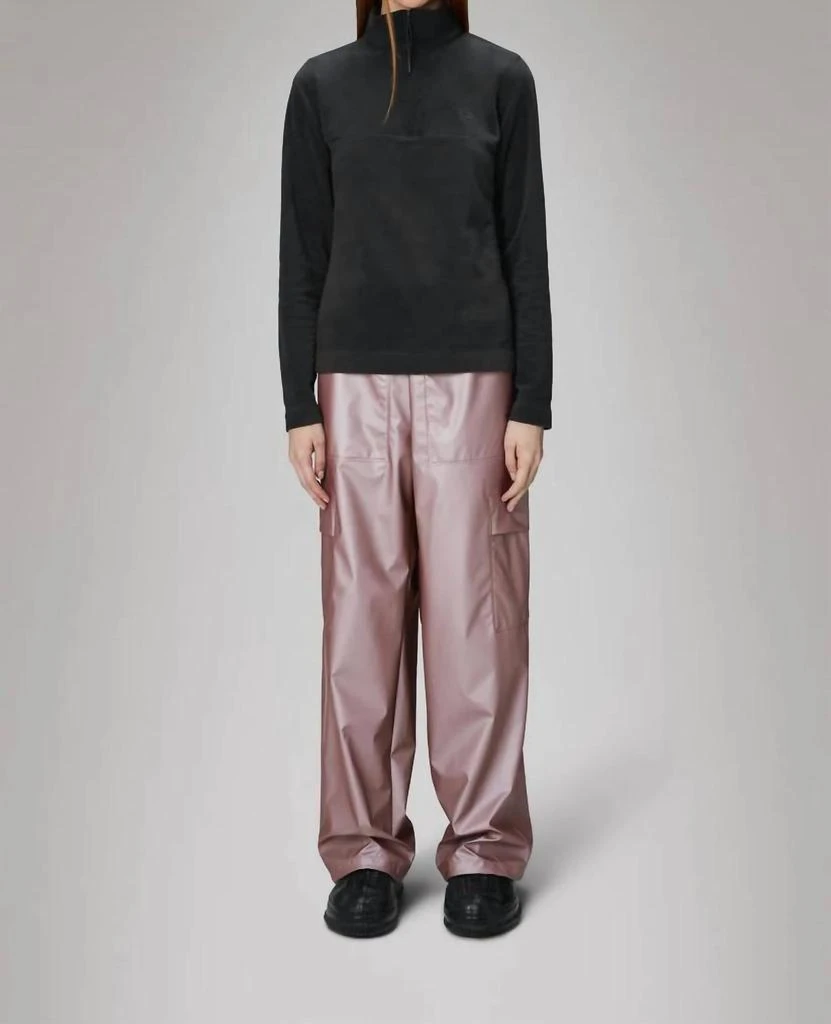 RAINS Addis Fleece Half Zip Sweater In Black