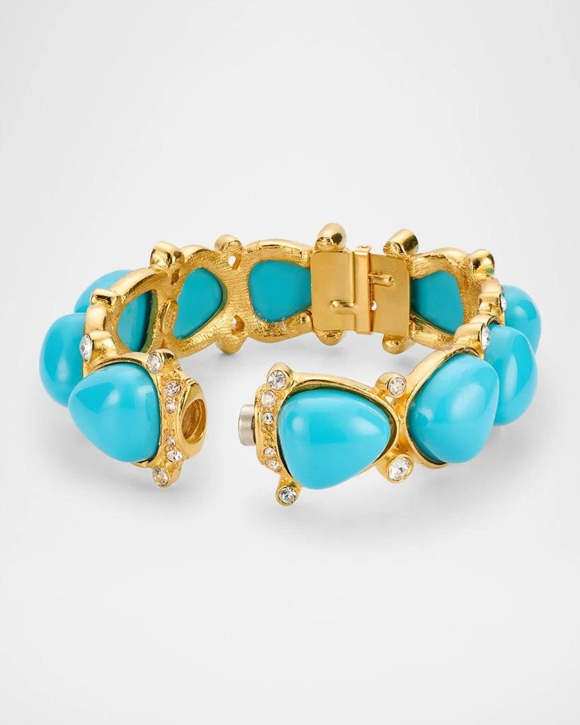 Kenneth Jay Lane Crystal Dots and Rounded Triangle Cabochon Hinged Bracelet 4