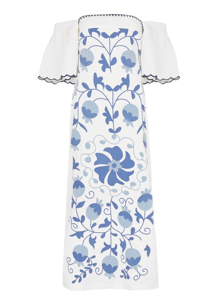 LUG VON SIGA Aisha Uzbek embroidered linen midi dress
