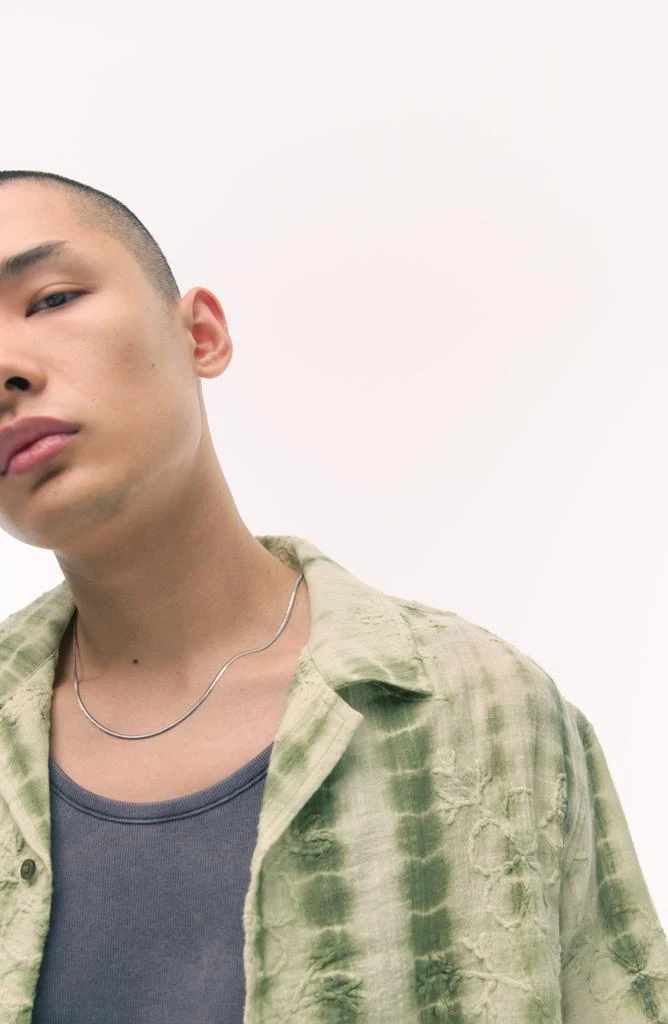 Topman Floral Embroidered Tie Dye Stripe Camp Shirt 4
