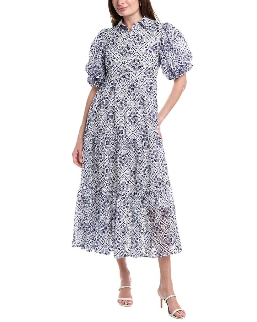 gracia midi dress Gracia Eyelet Bodice Tie Waist Midi Dress