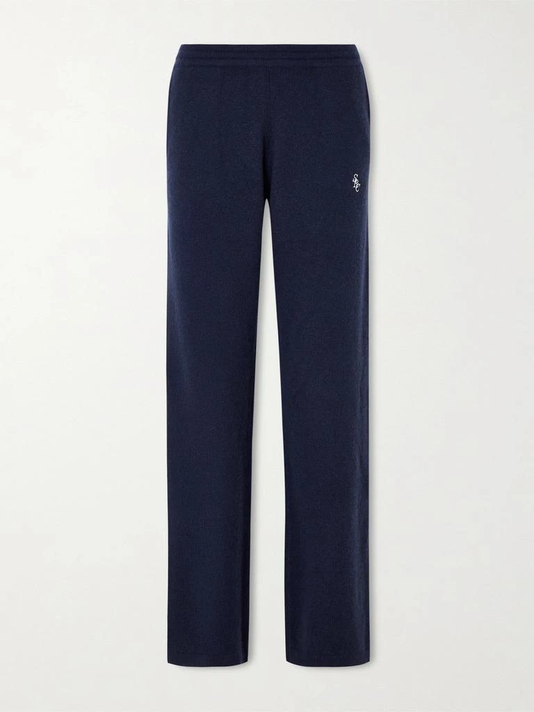 Sporty
Rich Embroidered Cashmere And Wool-blend Track Pants - Navy