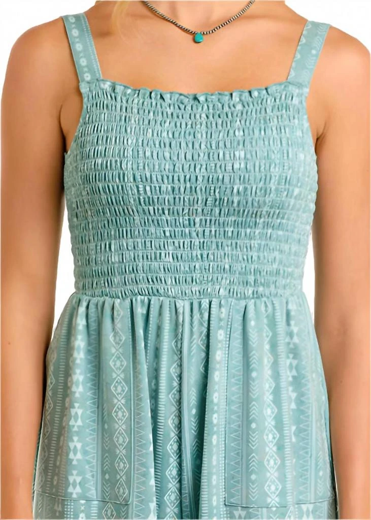 Rock & Roll Cowgirl Smocked Jumpsuit In Jade 3