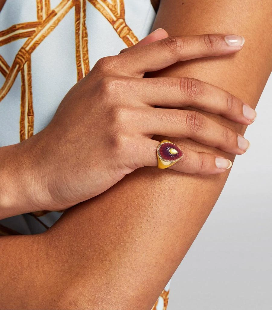 L'ATELIER NAWBAR Yellow Gold, Diamond and Amethyst Bond Street Pinky Ring 5