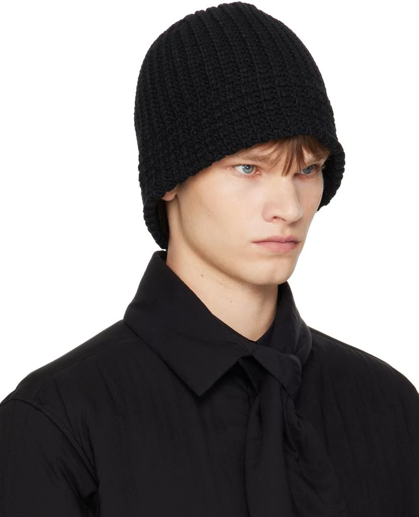 YOHJI YAMAMOTO Black Cardigan Stitch Knit Beanie 2