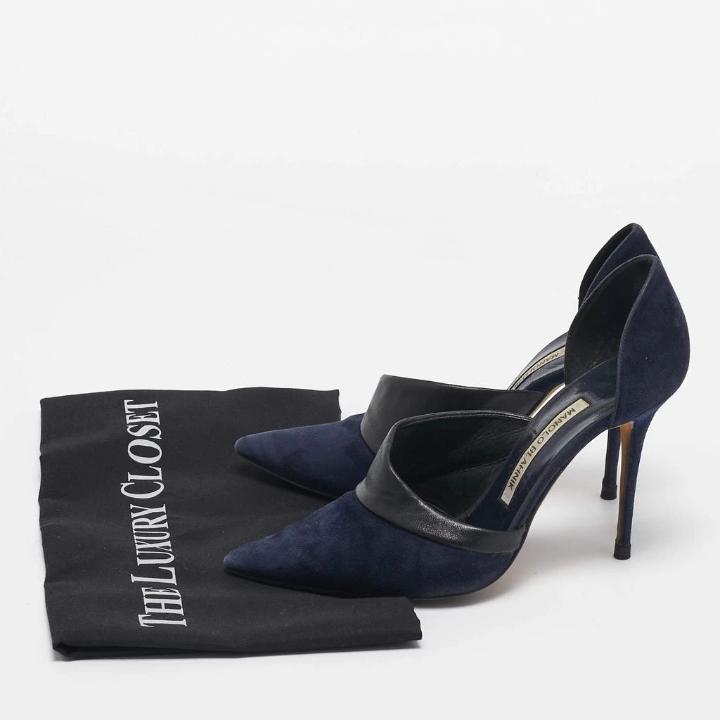 Manolo Blahnik Manolo Blahnik Navy Blue/Black Suede and Leather D'orsay Pumps Size 36 9