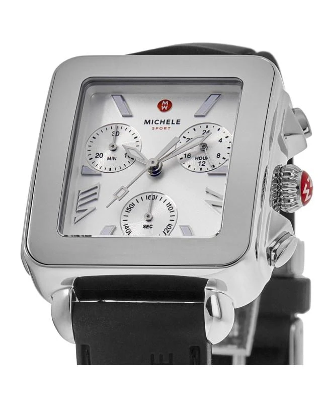 Michele Michele Deco Sport Quartz Chronograph Silver Dial Black Silicone Strap Women's Watch MWW06K000071 2
