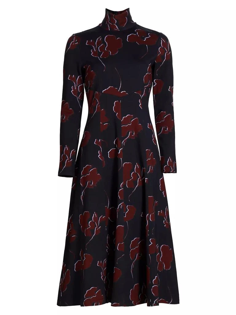 Tanya Taylor Thea Floral Ponte Turtleneck Midi-Dress 1