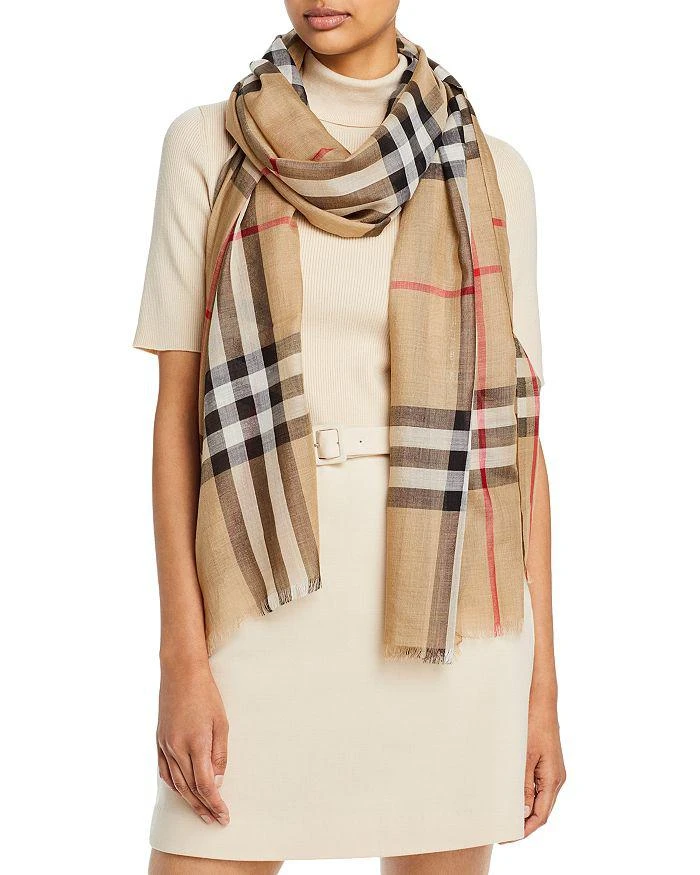 Burberry Lightweight Giant Check Wool & Silk Scarf 1