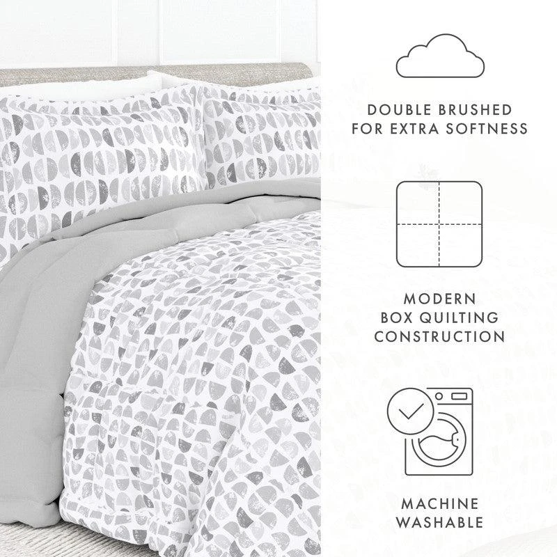 IENJOY HOME Moonlight Stars Light Gray Reversible Pattern Comforter Set Down-Alternative Ultra Soft Microfiber Bedding, Twin/TwinXL 4