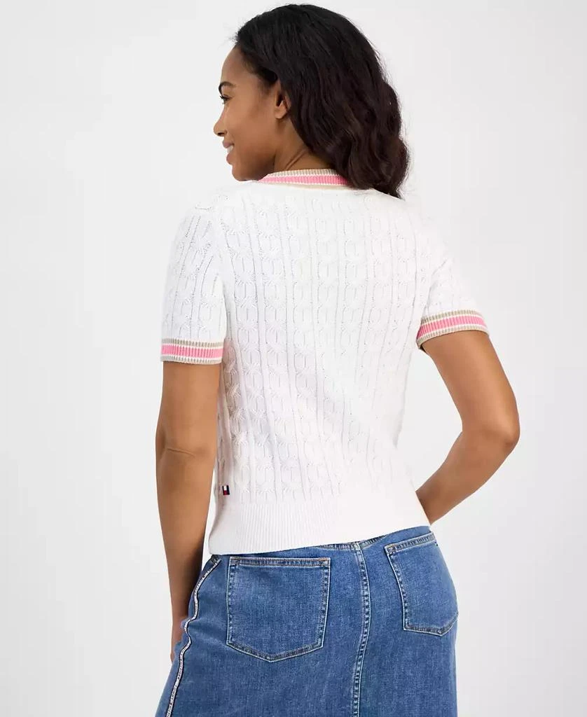 Tommy Hilfiger Women's Short-Sleeve Cable-Knit Cotton Sweater 2