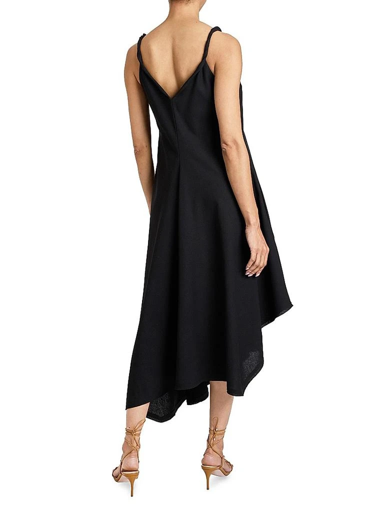 Santorelli Asymmetric Twist Strap Billow Midi-Dress 5