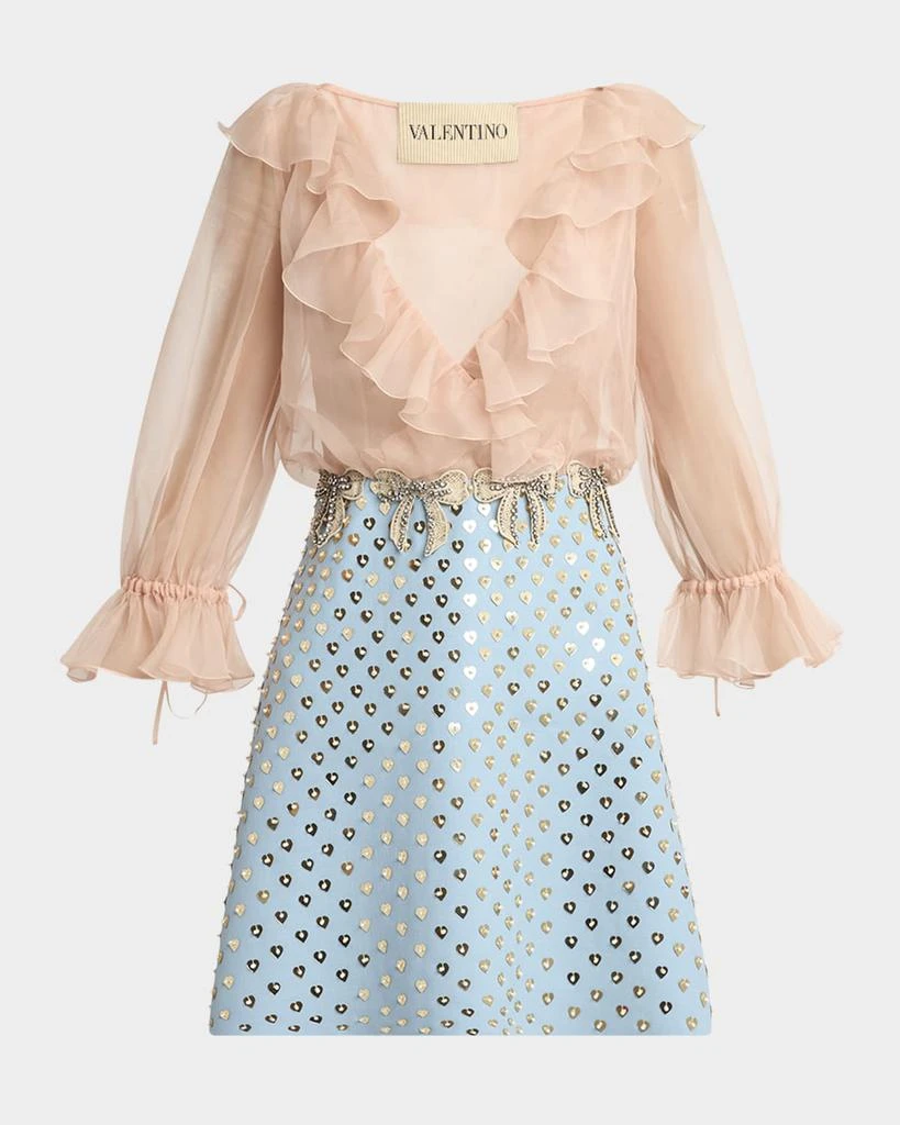 green emerald velvet dress Valentino Garavani Brown Embroidered Crepe Couture Short Dress main image 0