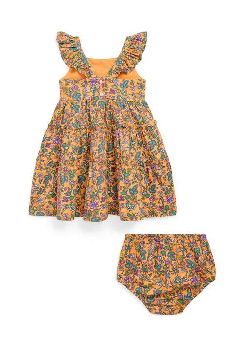 Ralph Lauren Lauren Childrenswear Baby Girls Floral Ruffled Cotton Dress And Bloomer 2