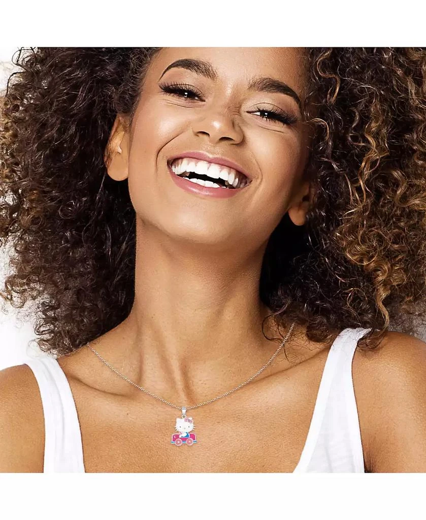 Hello Kitty Sanrio Enamel and Pink Cyrstal Car 3D Pendant, 16+ 2'' Chain 2