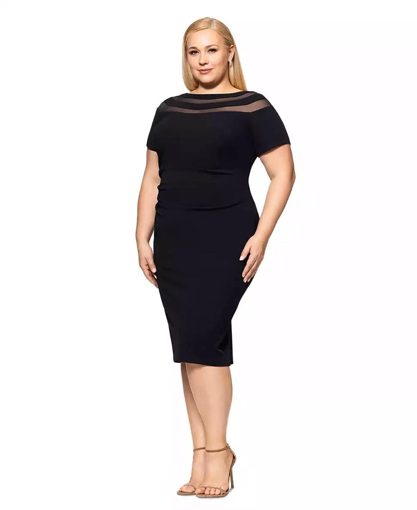 XSCAPE Plus Size Illusion Stripe Short-Sleeve Sheath Dress 2