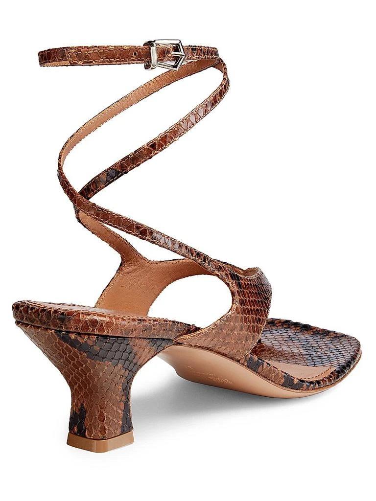 Paris Texas 55MM Python-Effect Leather Ankle-Wrap Sandals 4