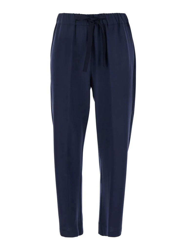 SEMICOUTURE buddy Blue Pants With Drawstring Waist In Virgin Wool Blend Woman 1