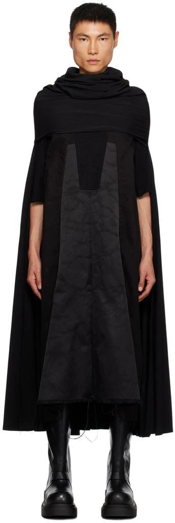Rick Owens Black Cowl Neck Coat 1