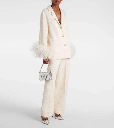 Valentino Sequined tweed wide-leg pants 2