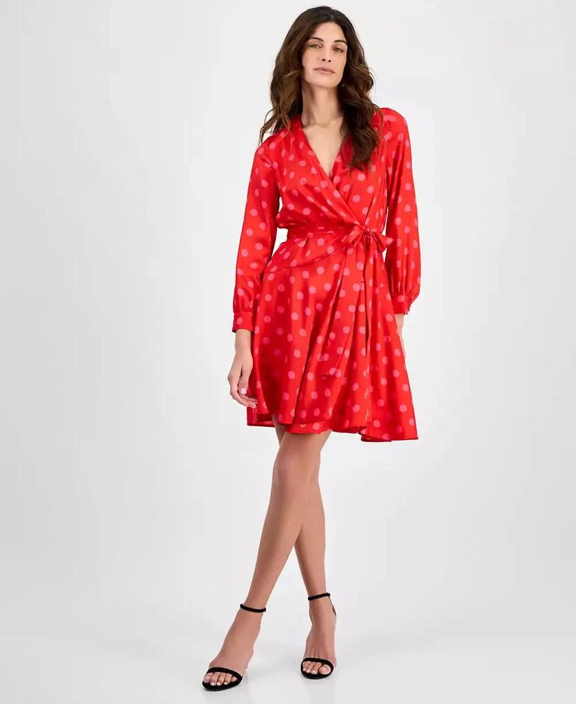 Anne Klein Women's Half-Wrap Polka-Dot A-Line Dress 1