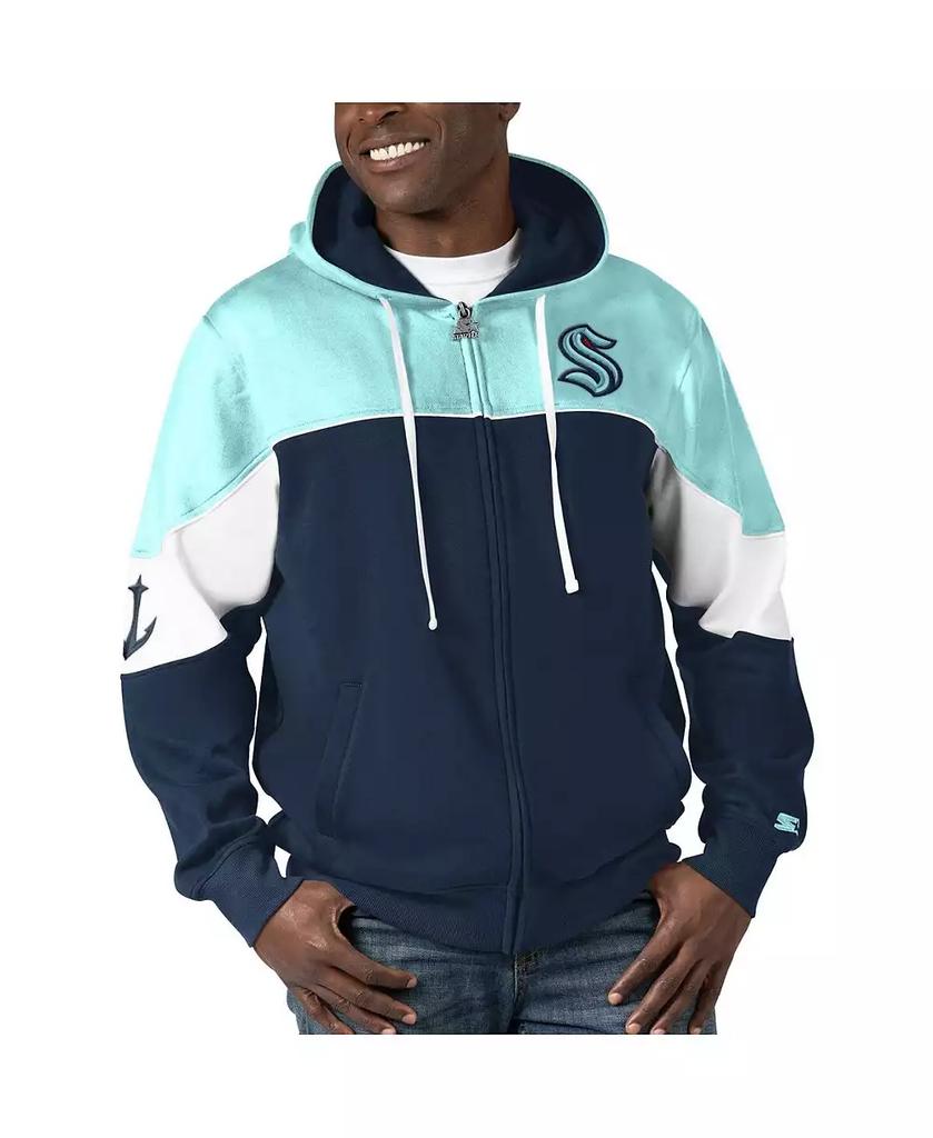 Starter Men's Navy, Light Blue Seattle Kraken Power Forward Full-Zip Hoodie