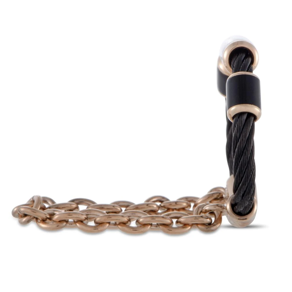 Charriol St. Tropez Stainless Steel Pink and Black PVD Black Enamel Cable and Chain Band Ring 3