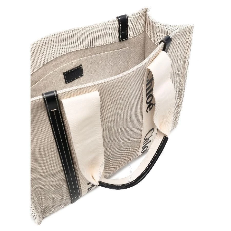 Chloé Medium Woody Linen Logo Tote Bag 3