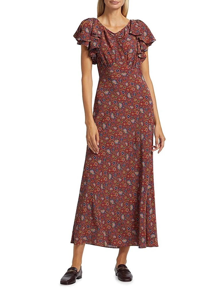 DÔEN Beatriz Floral Silk Short-Sleeve Maxi Dress 3
