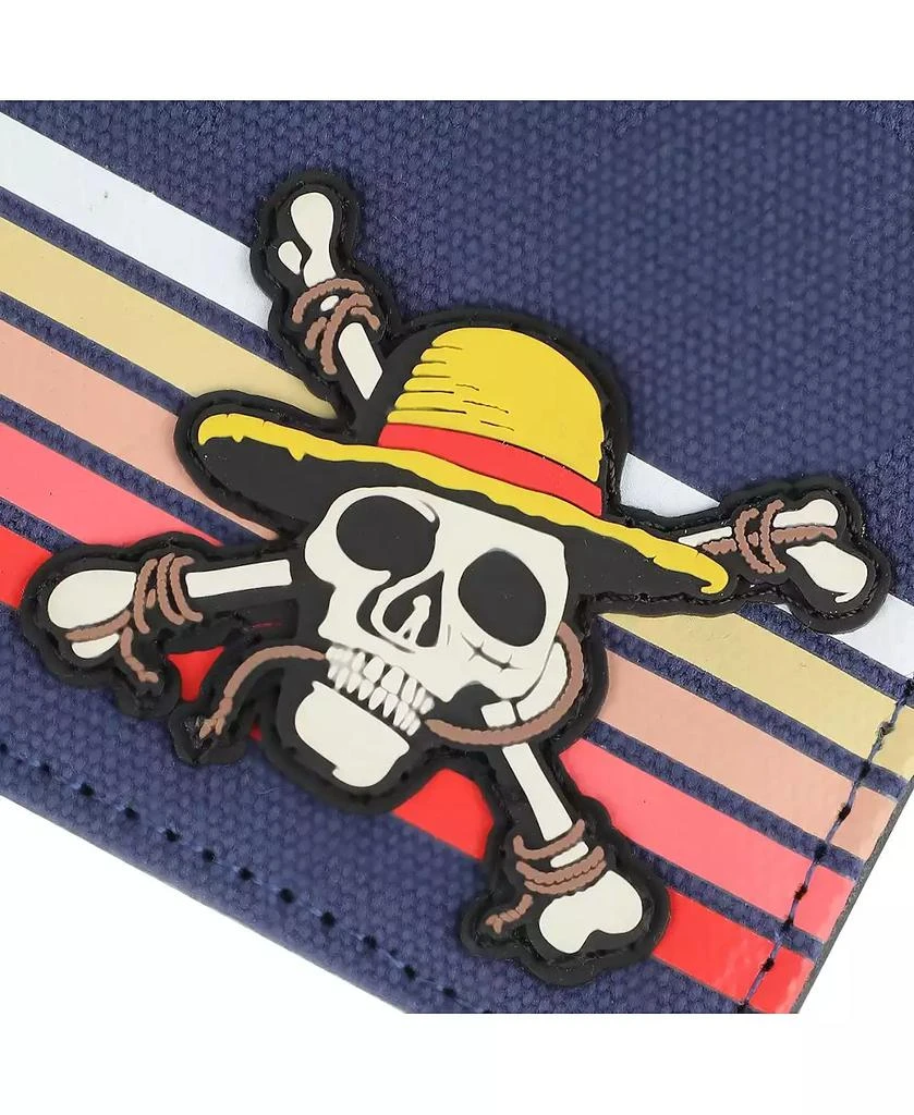 ONE PIECE Men's Live Action Straw Hat Skull & Crossbones Navy Bifold Wallet 2