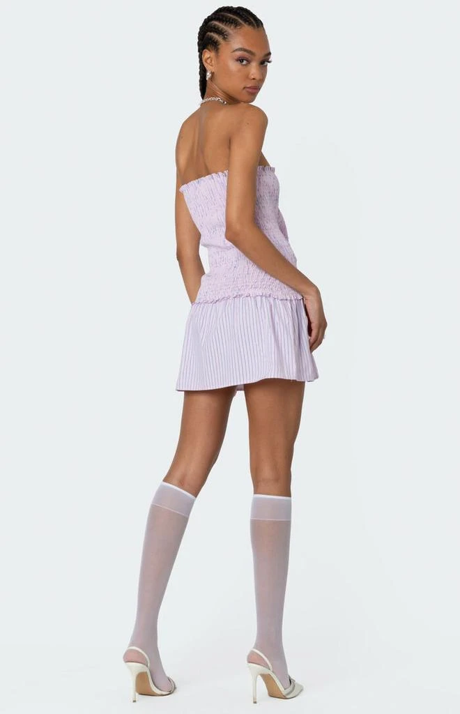 Edikted Striped Scrunch Strapless Mini Dress 4