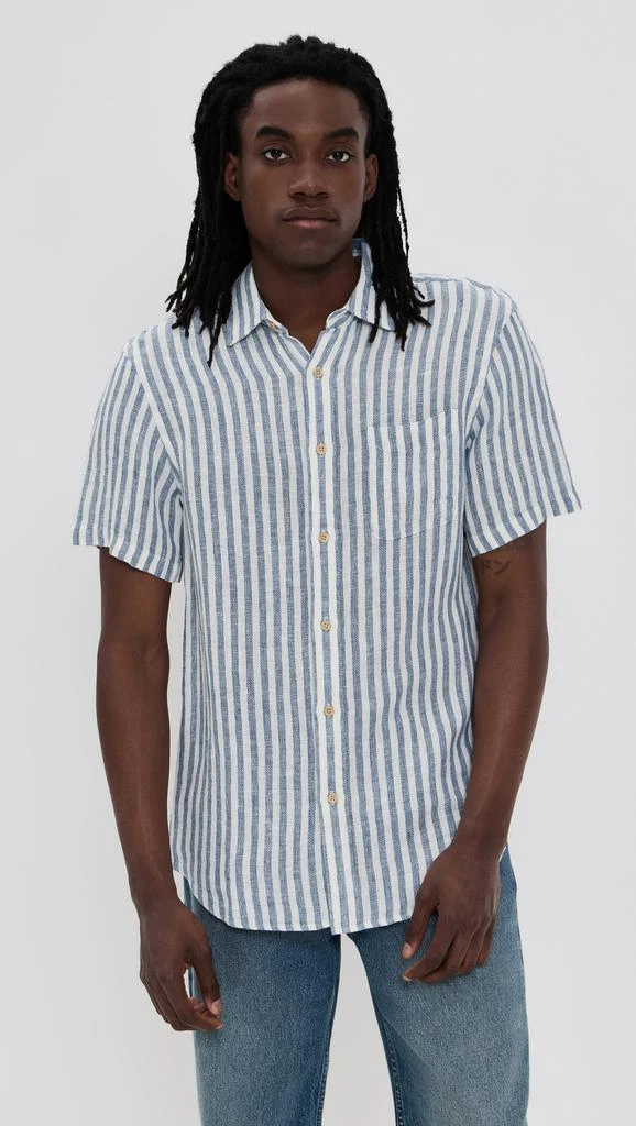 Faherty Palma Basketweave Linen Short Sleeve Shirt 1
