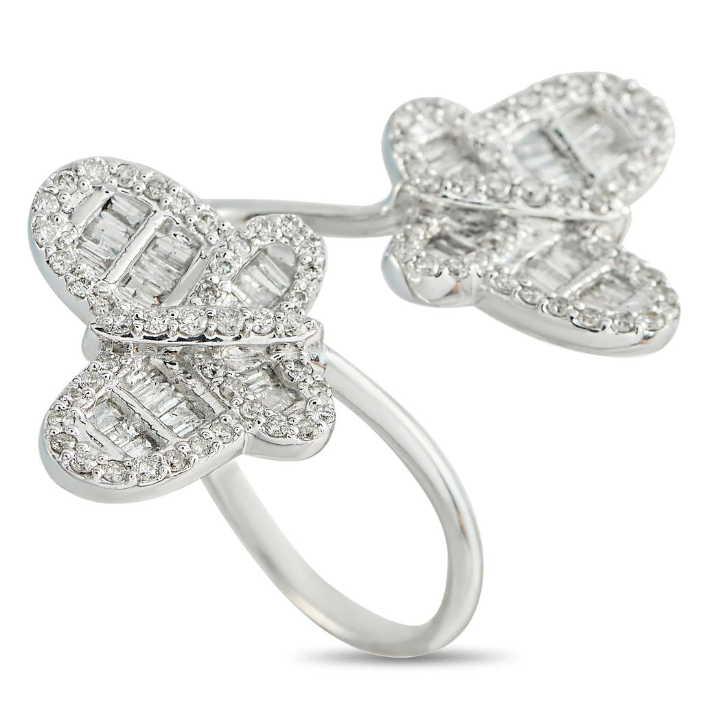 LB Exclusive 10K White Gold 1.20ct Diamond Butterfly Bypass Ring MF16-050526