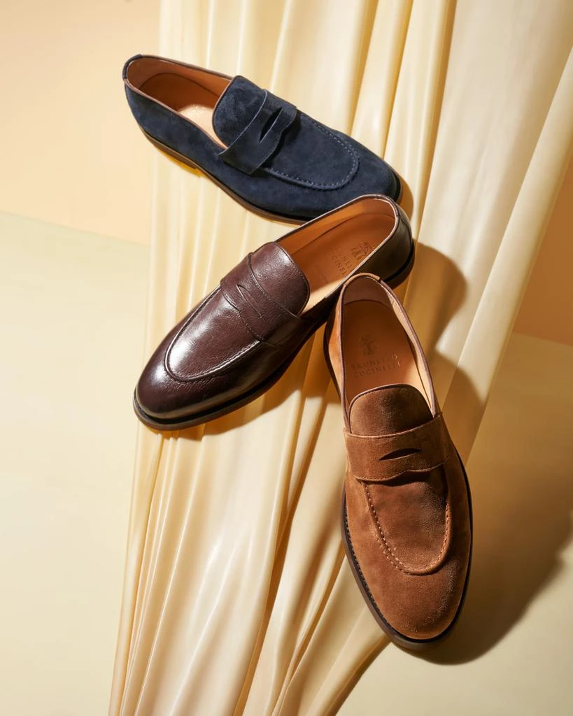Brunello Cucinelli Men's Leather Penny Loafers 6
