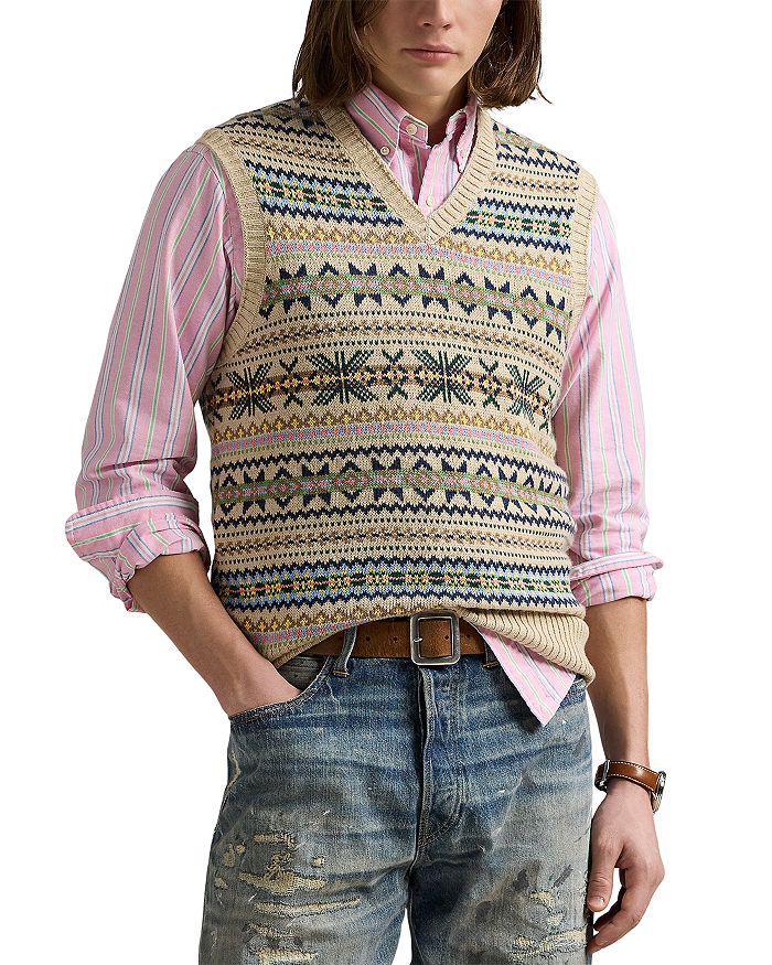 Ralph Lauren Fair Isle Cotton Cashmere Sweater Vest