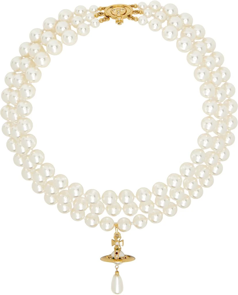 Vivienne Westwood Three Row Pearl Drop Choker