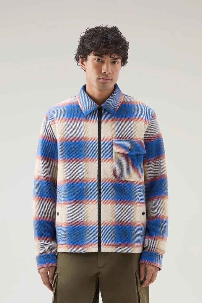 Woolrich Shirt Jacket in Manteco Recycled Cotton Blend - Men - Blue 1