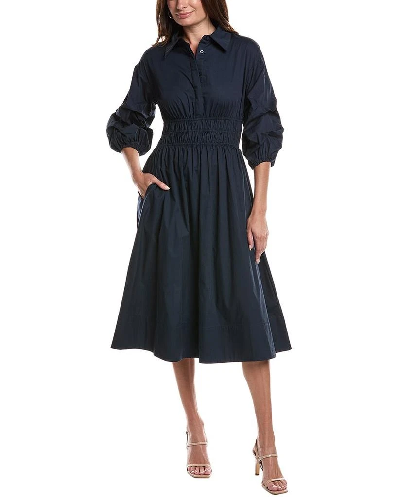 rachel zoe linen dresses Rachel Zoe Linen Blend Collared Wrap Style Midi Dress – Letay Store main image 0