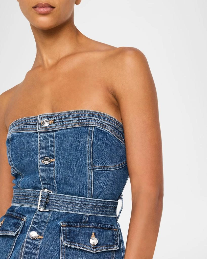 SIMKHAI Cyan Belted Denim Bustier Top 5