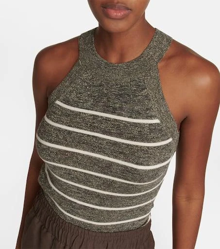 Brunello Cucinelli Striped linen blend tank top 4
