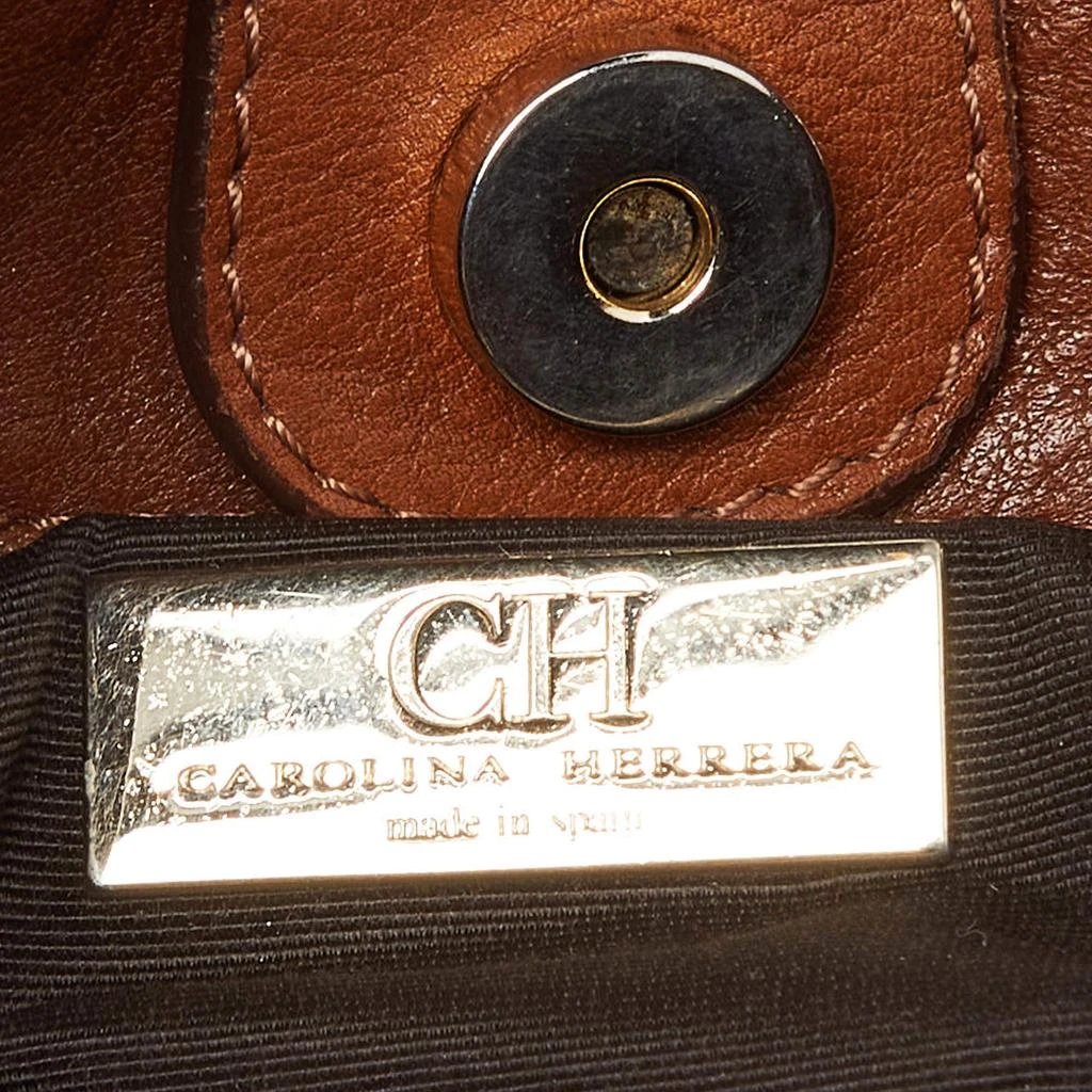Carolina Herrera Carolina Herrera Brown Monogram Embossed Leather Audrey Shoulder Bag 8
