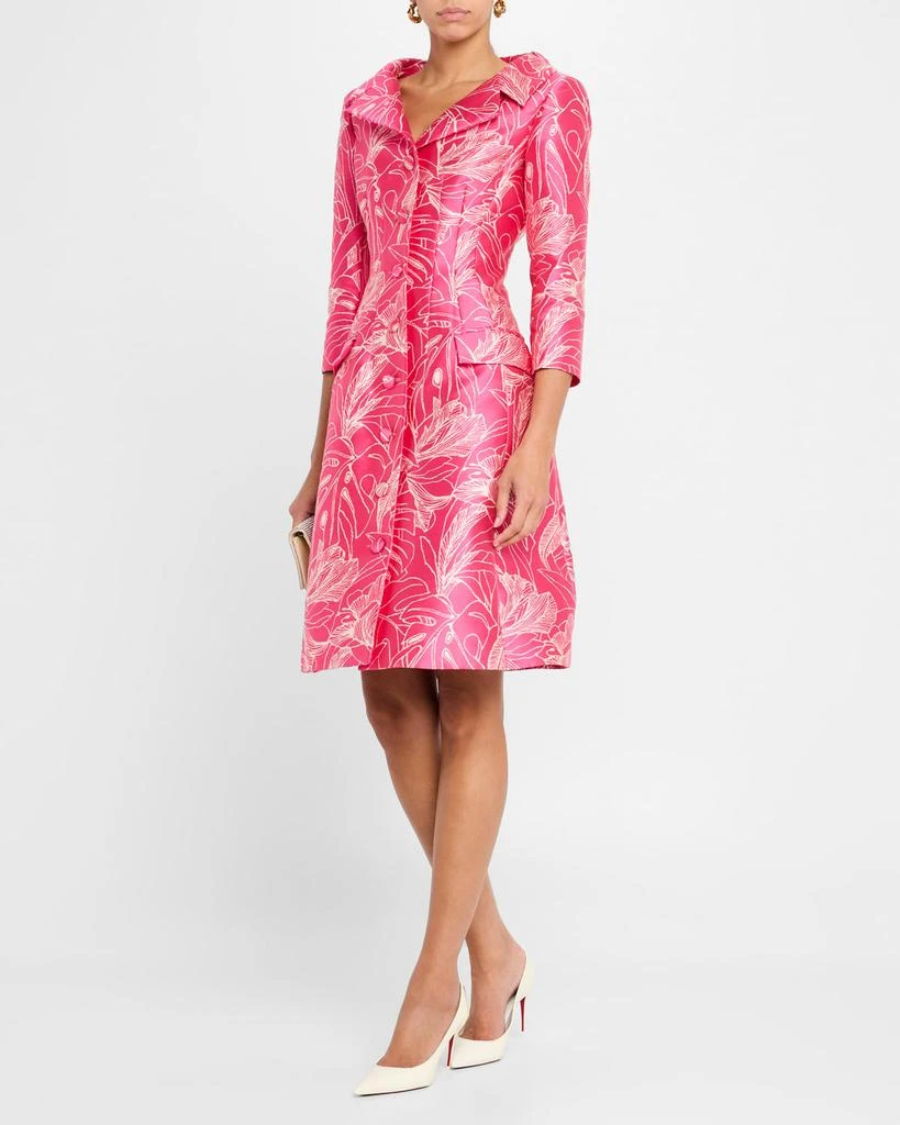 Teri Jon Botanical Jacquard Coat Dress 4