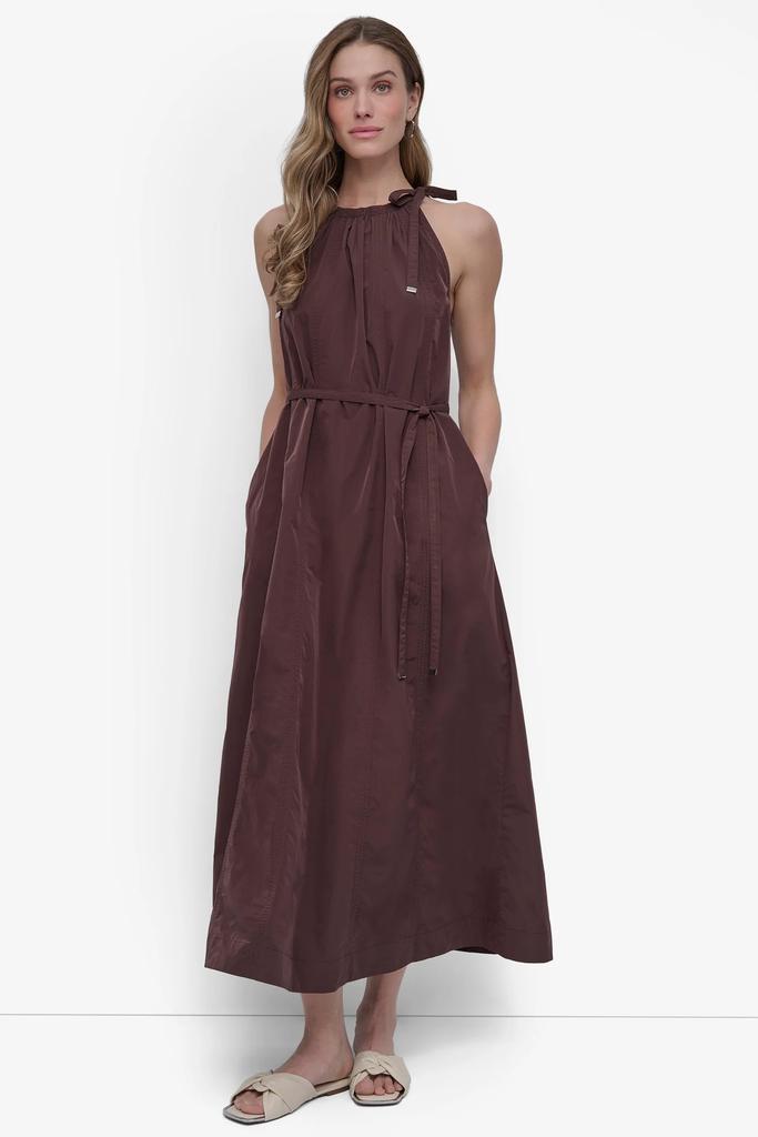 DKNY FIT & FLARE HALTER MAXI DRESS