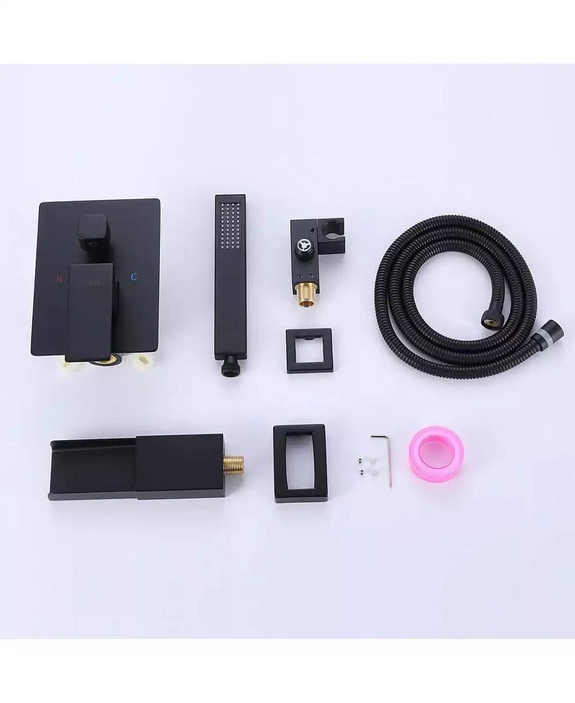 Greenspring Waterfall Single-Handle 2 Sprayer Wall Mount Bathtub Shower Faucet in Matte Black 4