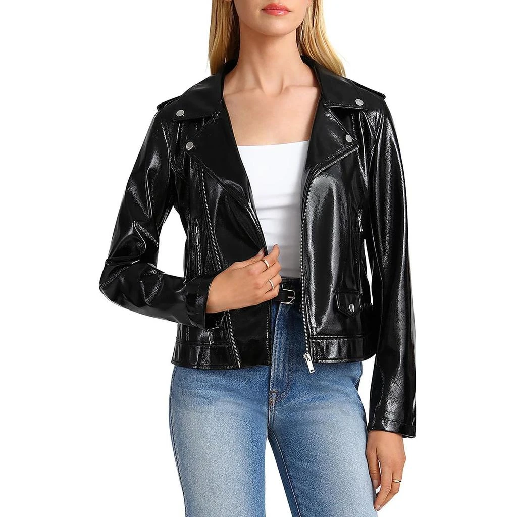 Bagatelle Womens Patent Faux Leather Motorcycle Jacket 3