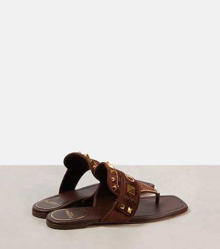 Valentino Plaster Caster studded suede thong sandals 2